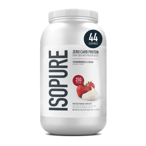 Isopure Bundle of Zero Carb 100% Pure Whey Isolate Protein Powder, Strawberries & Cream, 25g Protein Per Serving, 1 Lb, 15 Servings + Isopure 100% Pure Creatine Monohydrate Powder, 100 Servings