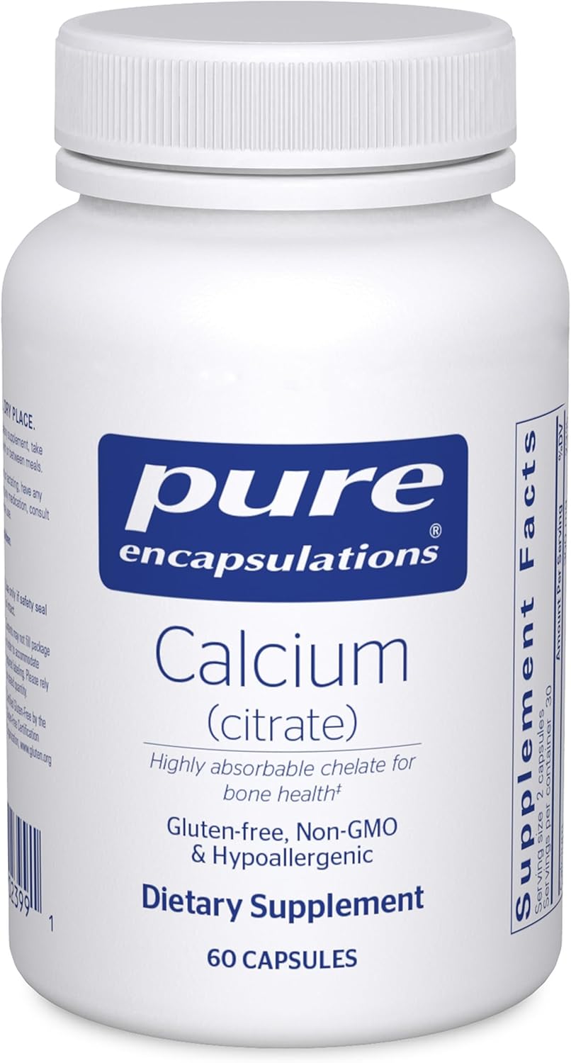 Pure Encapsulations Calcium (Citrate) - Supplement for Bone, Teeth, Colon, and Cardiovascular Health Support* - with Premium Calcium Citrate - 180 Capsules