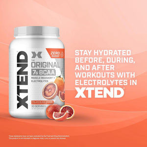 Xtend Original BCAA Powder Airheads Candy Flavor, 7g BCAA and 2.5g L-Glutamine, Sugar Free Post Workout Muscle Recovery Drink with Amino Acids for Men & Women, 30 Servings