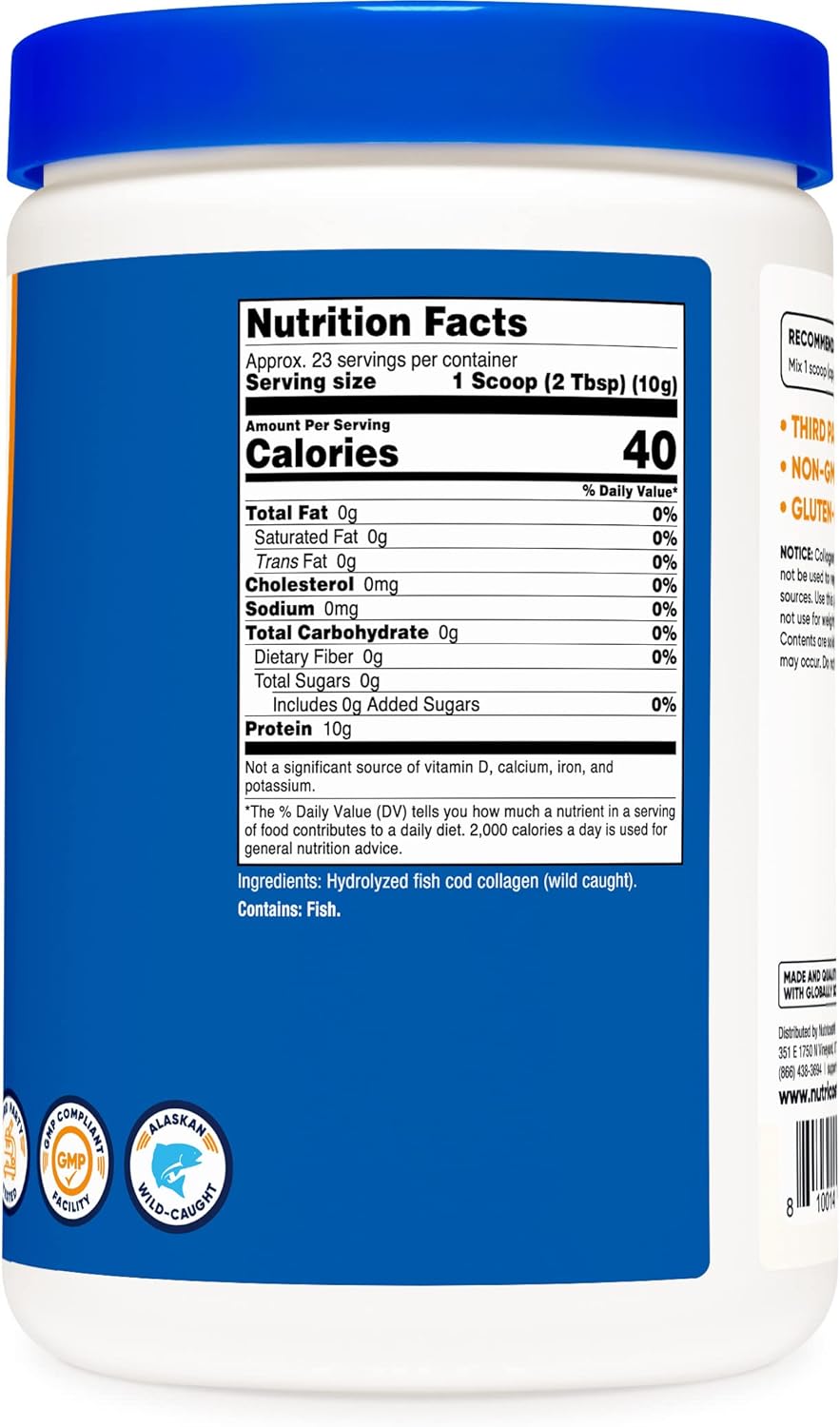 Nutricost Marine Collagen Peptides 8oz from Wild Caught Alaskan Fish, Premium, Hydrolyzed Collagen Powder