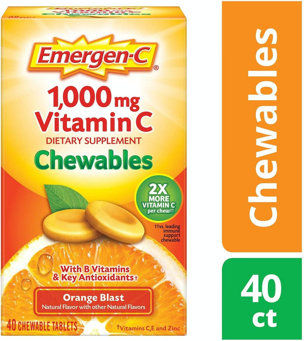 Emergen-C Vitamin C 1000 mg Chewables Tablets Orange Blast - 40 ct, Pack of 3