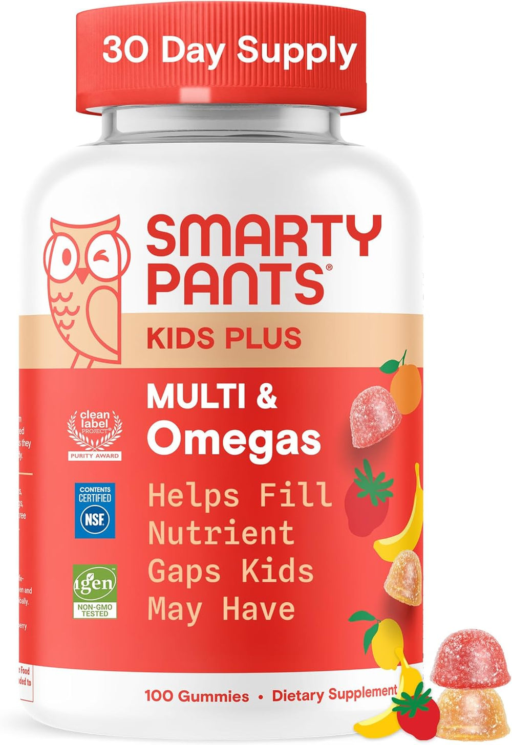 SmartyPants Kids Multivitamin Gummies: Omega 3 Fish Oil (EPA/DHA), Vitamin D3, C, Vitamin B12, B6, A, K & Zinc for Immune Support, Biotin, Gluten Free, Three Fruit Flavors, 120 Count (30 Day Supply)