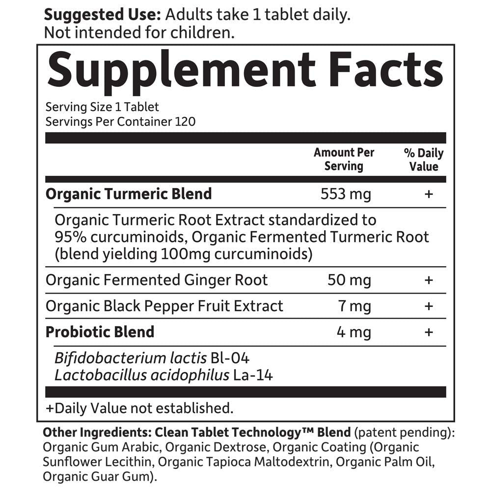 Garden of Life Organics Extra Strength Turmeric Inflammatory Response 60 Tablets-100mg Curcumin (95% Curcuminoids) Black Pepper, Probiotics, Organic Non-GMO Vegan Gluten Free Herbal Supplement