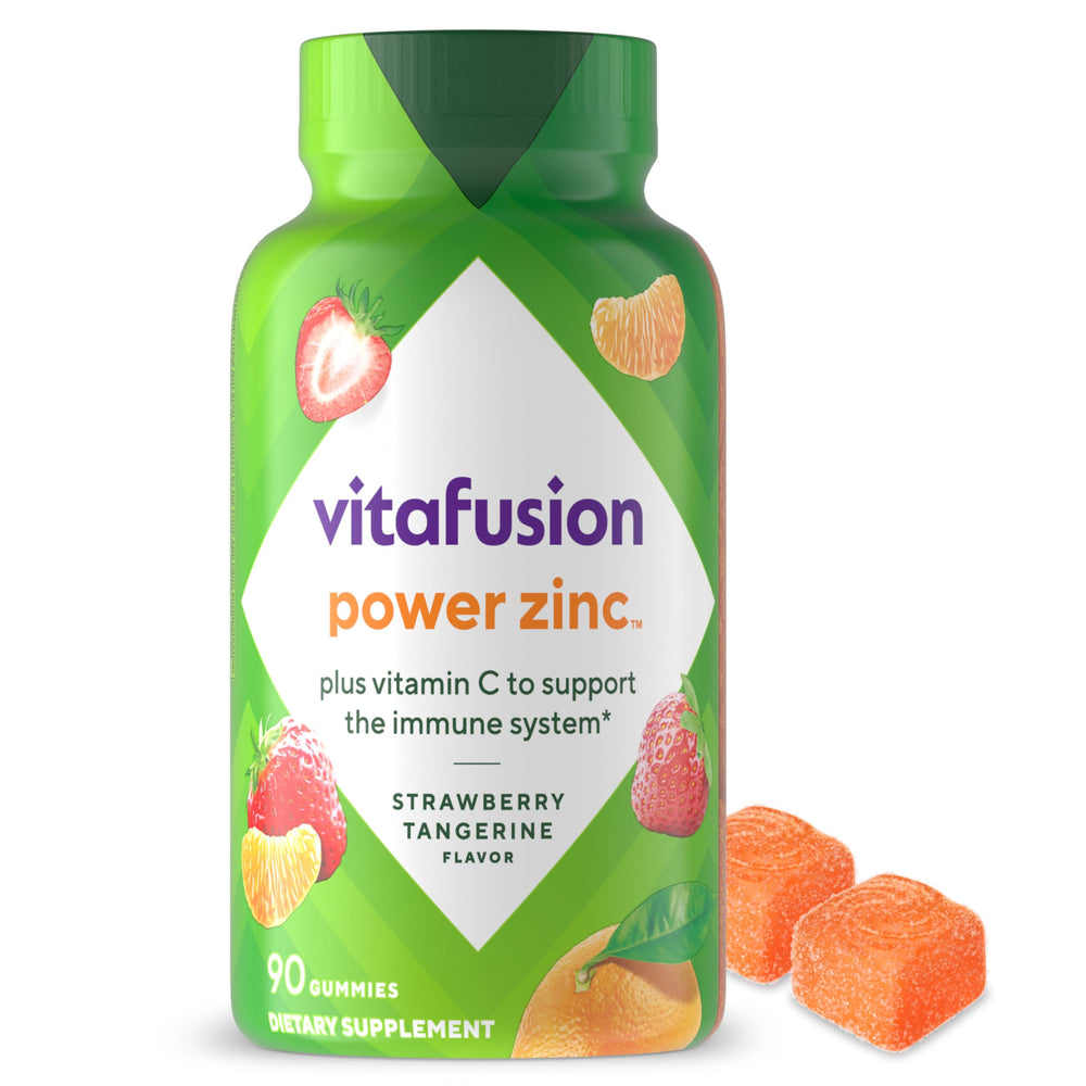 Vitafusion Power Zinc Gummy Vitamins, Strawberry Tangerine Flavored Immune Support (1), 90 Count (Pack of 2)