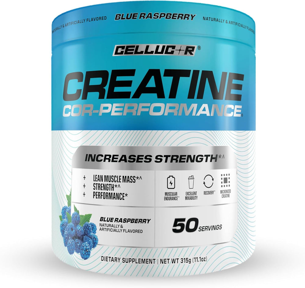 Cellucor Creatine Powder, Blue Raspberry Flavor - Increases Strength, Lean Muscle Mass & Endurance, Micronized Creatine for Fast Absorption, 5g Creatine per Serving, 50 Servings