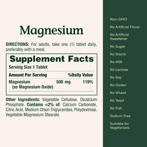 Nature's Bounty Magnesium Supplements 500mg Tablets, Support Bone & Muscle Health, 200 Count (Pack of 2)