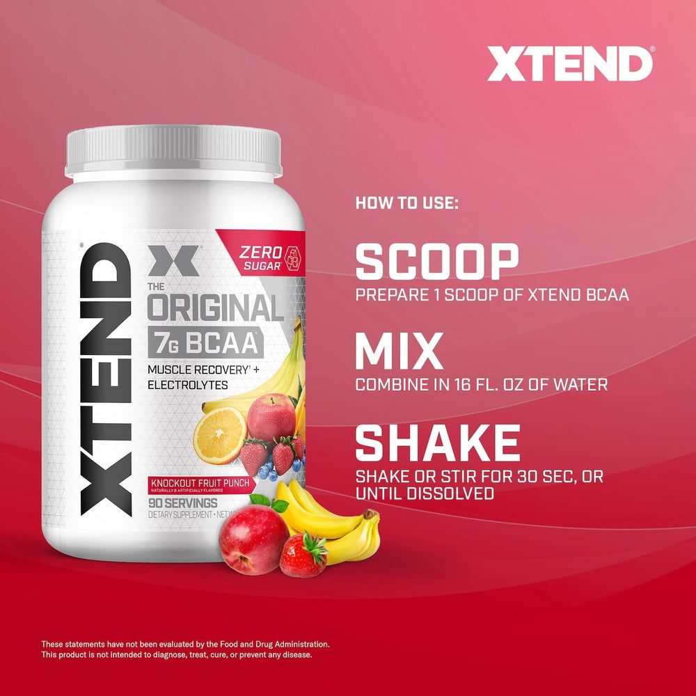 Xtend Original BCAA Powder 7g BCAA and 2.5g L-Glutamine, Sugar Free Post Workout Muscle Recovery Drink with Amino Acids for Men & Women, 90 Servings
