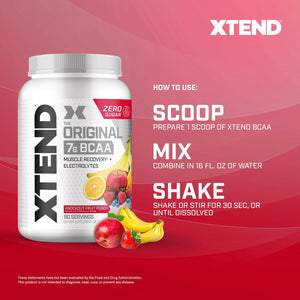 Xtend Original BCAA Powder 7g BCAA and 2.5g L-Glutamine, Sugar Free Post Workout Muscle Recovery Drink with Amino Acids for Men & Women, 90 Servings