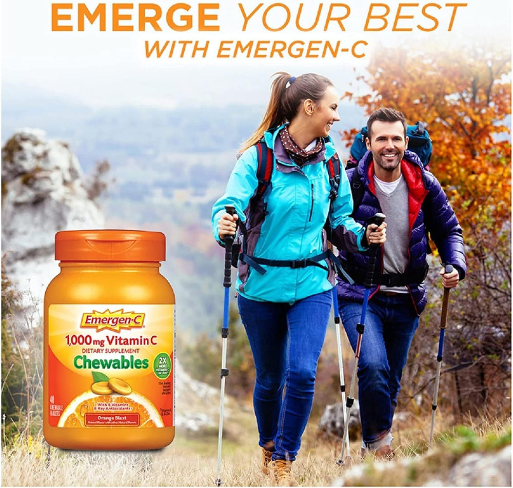 Emergen-C Vitamin C 1000 mg Chewables Tablets Orange Blast - 40 ct, Pack of 3