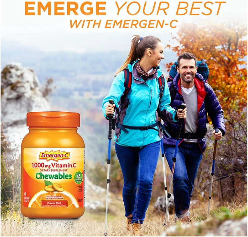 Emergen-C Vitamin C 1000 mg Chewables Tablets Orange Blast - 40 ct, Pack of 3