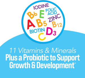 Culturelle Kids Probiotic + Complete Multivitamin Chewable For Kids, Ages 3+, 30 Count, Digestive Health, Oral Health & Immune Support - With 11 Vitamins & Minerals, including Vitamin C, D3 & Zinc