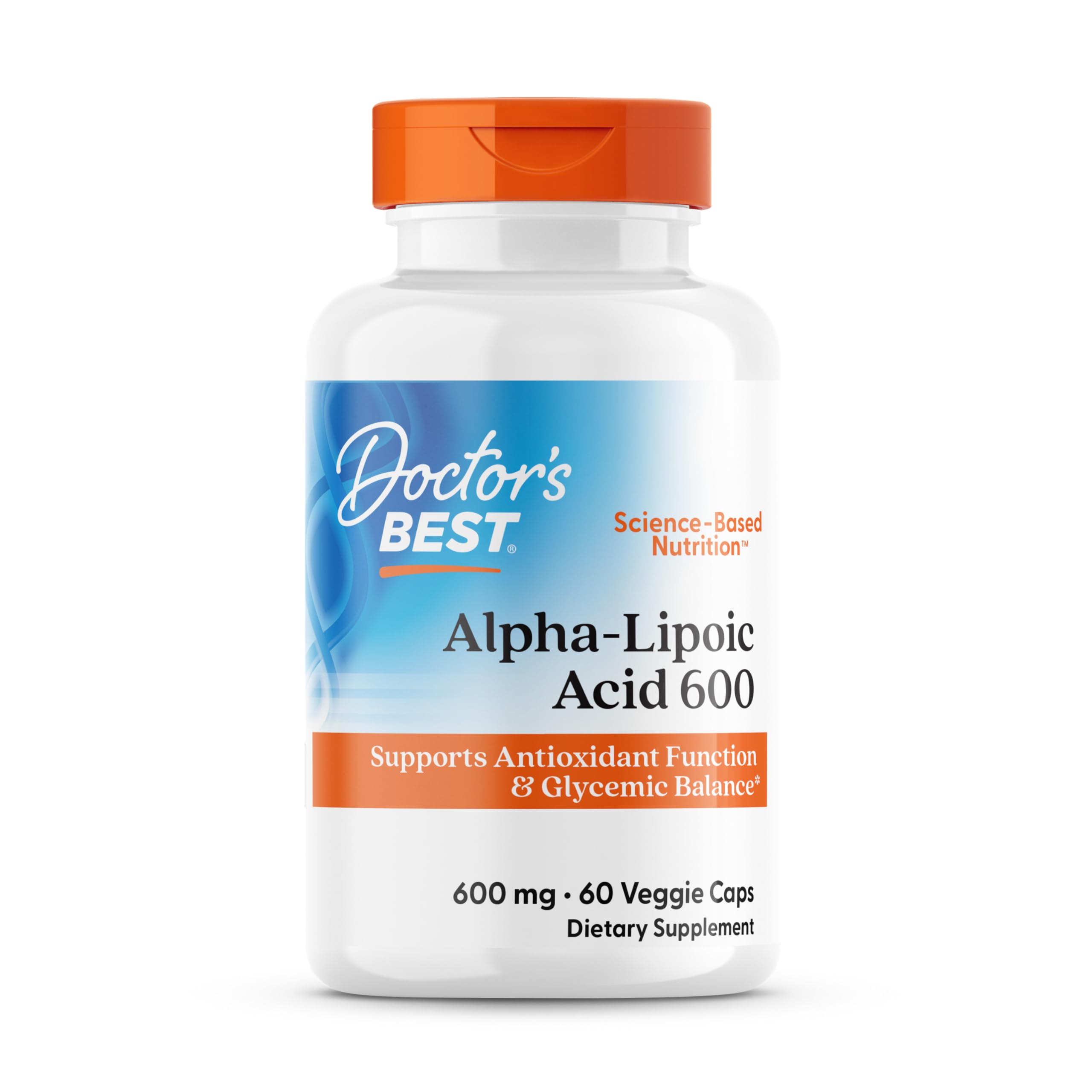 Doctor's Best Alpha-Lipoic Acid 600, Supports Antioxidant Function & Glycemic Balances, Non-GMO, Gluten Free, Vegan, Soy Free, 600 mg, 60 Veggie Caps