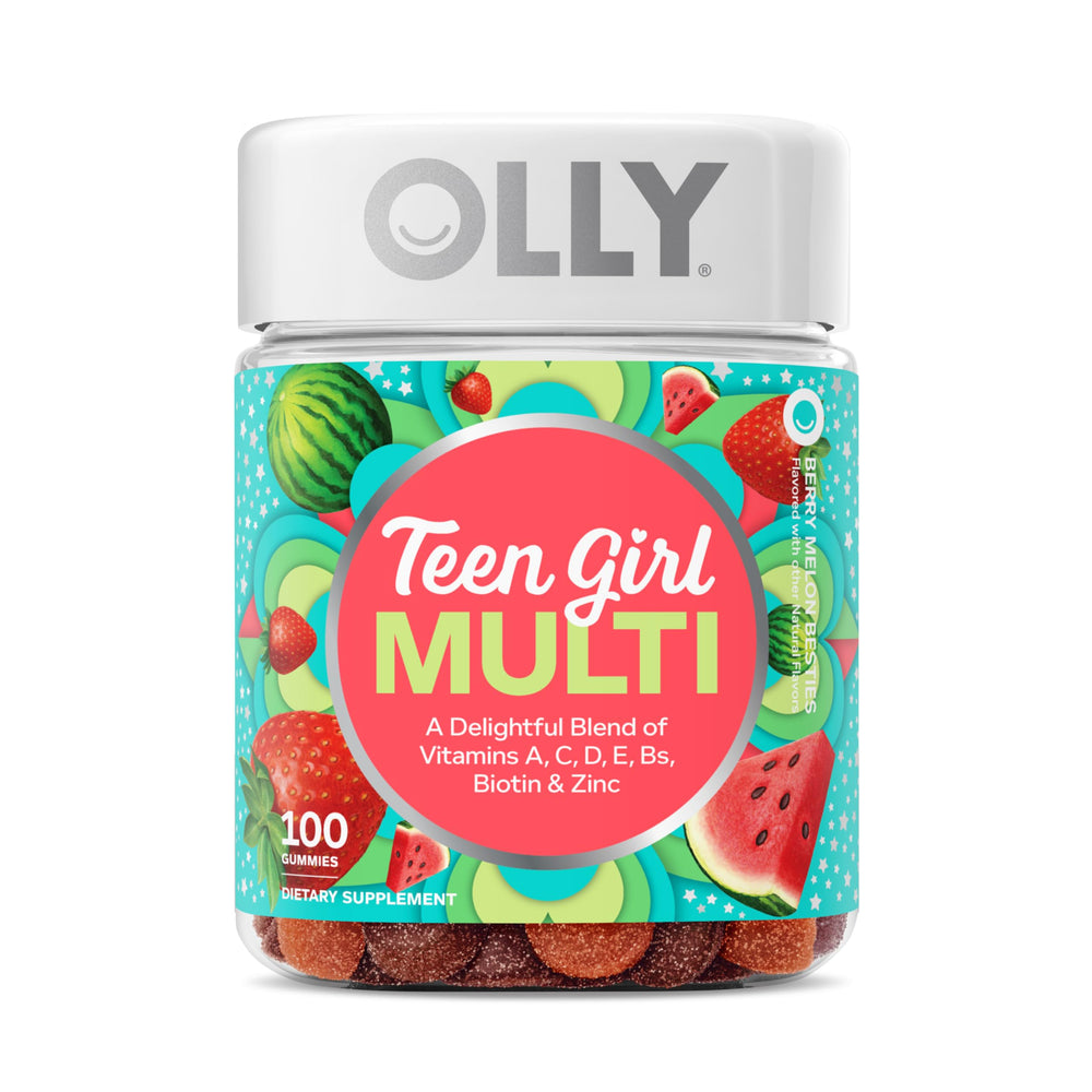 Olly Teen Girl Multi Gummy, Healthy Skin and Immune Support, 15 Essential Vitamins, Biotin, Zinc, Calcium, Chewable Multivitamin, Berry Melon, 35 Day Supply, 70 Count