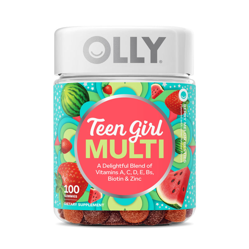 Olly Teen Girl Multi Gummy, Healthy Skin and Immune Support, 15 Essential Vitamins, Biotin, Zinc, Calcium, Chewable Multivitamin, Berry Melon, 35 Day Supply, 70 Count