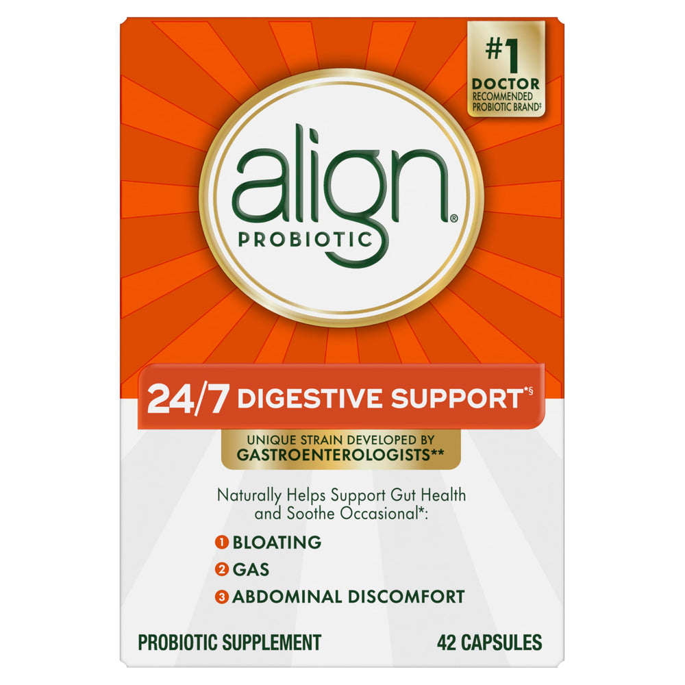 Align Probiotic, 24/7 Digestive Support*§, Probiotics for Women and Men, Probiotics for Digestive Health, Men and Womens Probiotic Capsules Help Relieve Occasional Bloating & Gas*, 42 Capsules