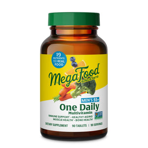 MegaFood Multivitamin for Men 55+ One Daily Mens Multivitamins, Methylated B12, Vitamin D3, C & Zinc - Healthy Aging, Bone & Muscle Health & Immune Support - Vegetarian - 90 Tablets