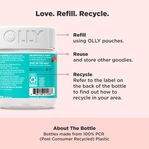 OLLY Teen Girl Multi Gummy, Healthy Skin and Immune Support*, Essential Vitamins, Biotin, Zinc, Chewable Multivitamin, Strawberry Melon Flavored, 50 Day Supply - 100 Count