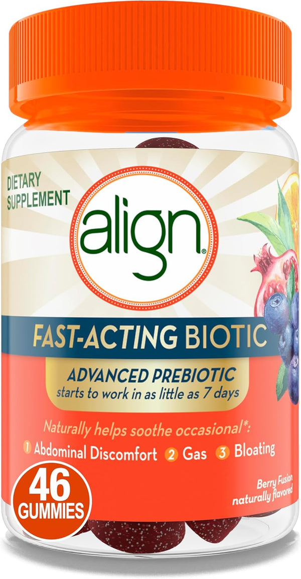 Align Advanced Prebiotic Supplement, Fast-Acting Biotic Gummies, Advanced Prebiotic for Women and Men, Works In As Little As 7 days*, 46 Gummies
