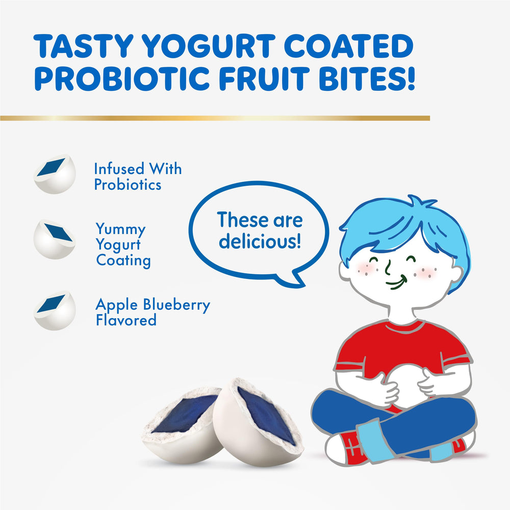 Align Probiotic, Kids Yogurt Coated Probiotic Fruit Bites, Added Probiotics Help Support Kids' Digestive Health, Apple Blueberry Flavored, 21 Individually Wrapped Pouches, 105 Bites