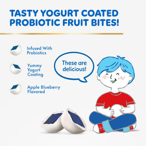 Align Probiotic, Kids Yogurt Coated Probiotic Fruit Bites, Added Probiotics Help Support Kids' Digestive Health, Apple Blueberry Flavored, 21 Individually Wrapped Pouches, 105 Bites
