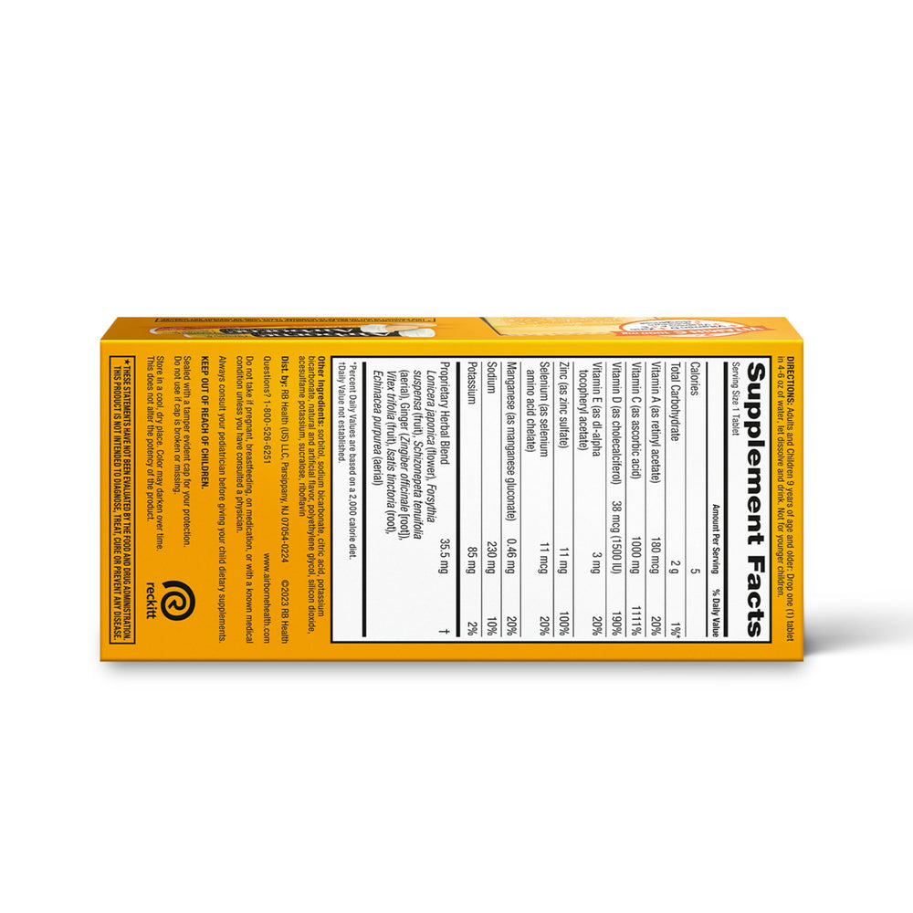 Vitamin C 1000mg (per serving) - Airborne Very Berry Effervescent Tablets (36 count in a box), Gluten-Free Immune Support Supplement, With Vitamins A C E, ZINC, Selenium, Echinacea & Ginger