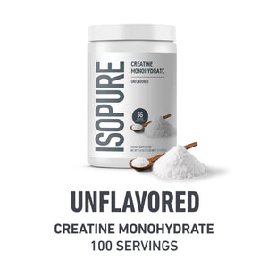 Isopure Bundle of Zero Carb 100% Pure Whey Isolate Protein Powder, Strawberries & Cream, 25g Protein Per Serving, 1 Lb, 15 Servings + Isopure 100% Pure Creatine Monohydrate Powder, 100 Servings