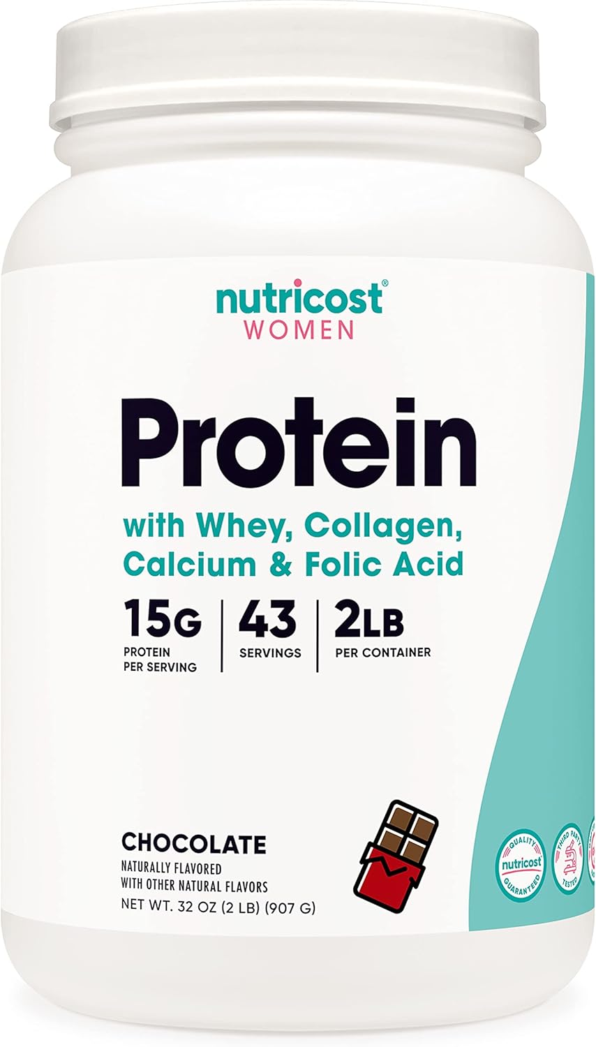 Nutricost Protein for Women Chocolate, 2 LB - Collagen, Whey, Folic Acid, Biotin, Calcium