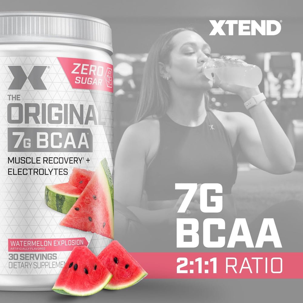 Xtend Original BCAA Powder Airheads Candy Flavor, 7g BCAA and 2.5g L-Glutamine, Sugar Free Post Workout Muscle Recovery Drink with Amino Acids for Men & Women, 30 Servings