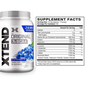 Xtend Original BCAA Powder Airheads Candy Flavor, 7g BCAA and 2.5g L-Glutamine, Sugar Free Post Workout Muscle Recovery Drink with Amino Acids for Men & Women, 30 Servings