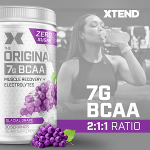 Xtend Original BCAA Powder Airheads Candy Flavor, 7g BCAA and 2.5g L-Glutamine, Sugar Free Post Workout Muscle Recovery Drink with Amino Acids for Men & Women, 30 Servings