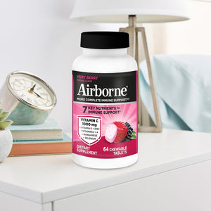 Airborne Berry Chewable Tablets, 64 count - 1000mg of Vitamin C - Immune Support Supplement