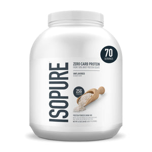 Isopure Zero Carb 100% Pure Whey Isolate Protein Powder, Lactose-Free, Gluten-Free, with Vitamins, Unflavored, 25g Protein Per Serving, 4.5 Lbs, 70 Servings (Packaging May Vary)