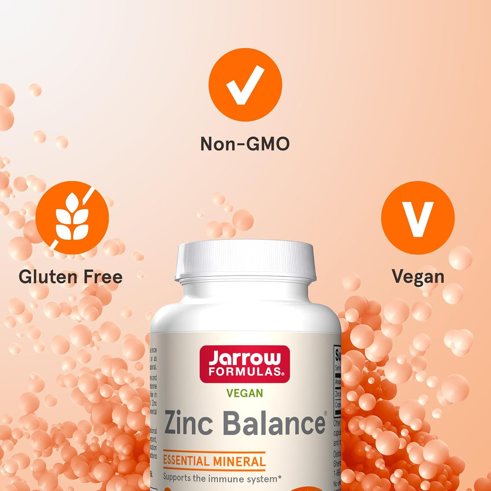 Jarrow Formulas Zinc Balance 15 mg - 100 Servings (Veggie Caps) - Zinc with Copper - Essential Minerals for Immune System Support - Immune Support Supplement - Gluten Free Copper Supplement, Vegan
