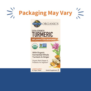Garden of Life Organics Extra Strength Turmeric Inflammatory Response 60 Tablets-100mg Curcumin (95% Curcuminoids) Black Pepper, Probiotics, Organic Non-GMO Vegan Gluten Free Herbal Supplement
