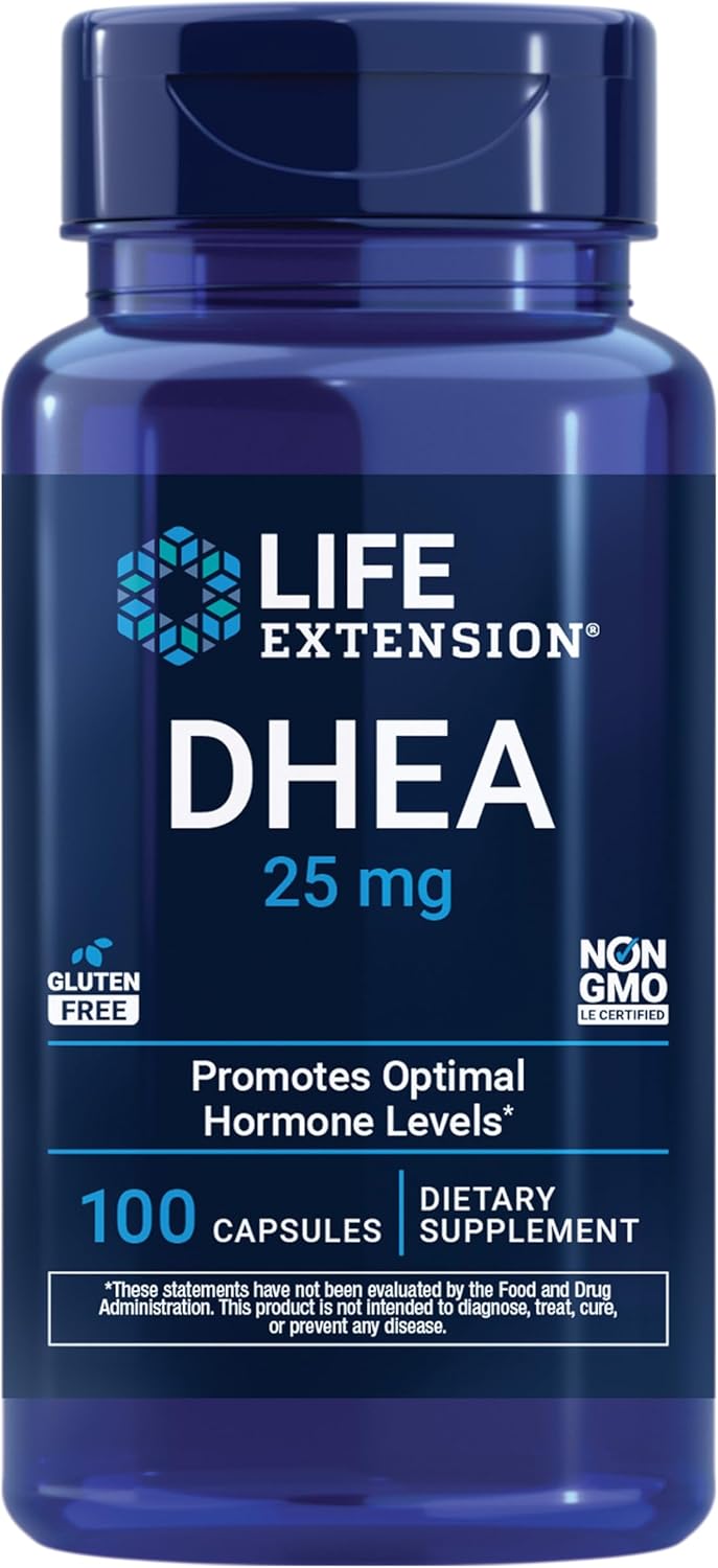 Life Extension DHEA 50 mg – Hormone Balance Supplement, Memory, Muscle Mass and Bone Density Support, Healthy Sex Drive, Gluten-Free, Non-GMO, 60 Capsules