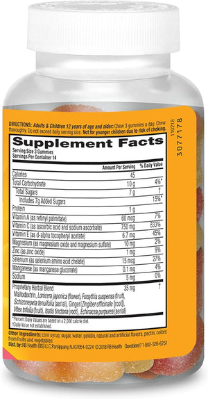 Airborne Vitamin C 750mg (per Serving) Assorted Fruit Flavored Gummies (42 Count in a Bottle), Gluten-Free Immune Support Supplement with Vitamins A C E, Selenium, Echinacea & Ginger