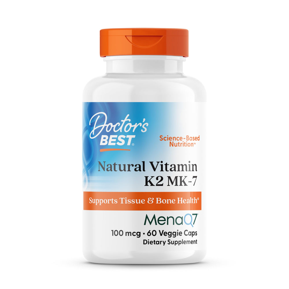 Doctor's Best Natural Vitamin K2 Mk-7 with MenaQ7, 100mcg Vitamin K2 Supplement Supports Bone Health, Non-GMO, 60 Veggie Capsules