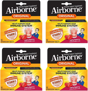 Airborne Very Berry Effervescent Tablets, 10 Count - 1000mg of Vitamin C - Immune Support Supplement (Packaging May Vary) (Pack of 3)