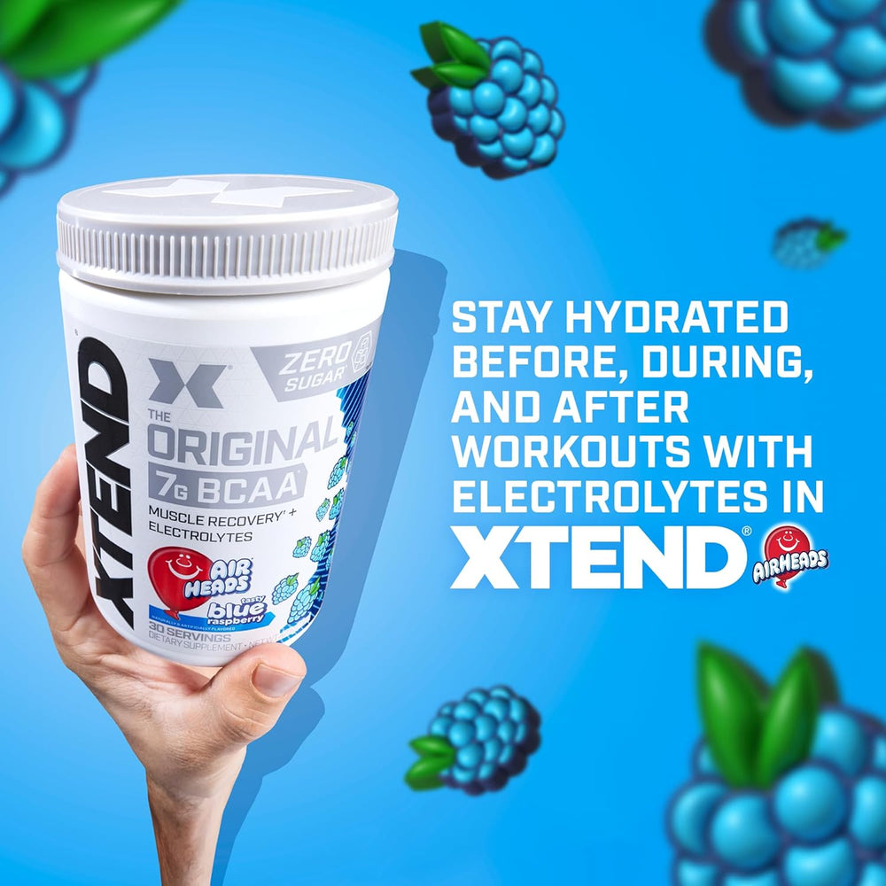 Xtend Original BCAA Powder Airheads Candy Flavor, 7g BCAA and 2.5g L-Glutamine, Sugar Free Post Workout Muscle Recovery Drink with Amino Acids for Men & Women, 30 Servings