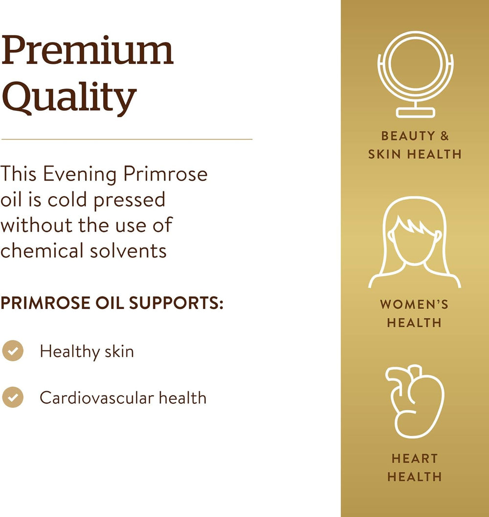Solgar Evening Primrose Oil 1300 mg, 60 Softgels - Promotes Healthy Skin - Nutritional Support for Women - Non-GMO, Gluten Free, Dairy Free - 60 Servings