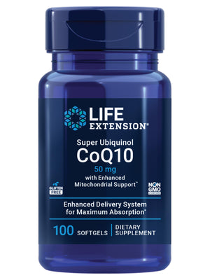 Life Extension Super Ubiquinol CoQ10 with Enhanced Mitochondrial Support, ubiquinol CoQ10, shilajit, potent heart health & cellular energy production support, ultra-absorbable, gluten-free, 60 softgel