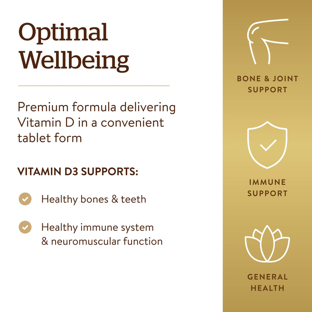 Solgar Vitamin D3 (Cholecalciferol) 25 mcg (1000 IU) – 180 Tablets - Helps Maintain Healthy Bones & Teeth - Immune System Support - Non-GMO, Gluten Free, Dairy Free, Kosher - 180 Servings