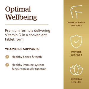 Solgar Vitamin D3 (Cholecalciferol) 25 mcg (1000 IU) – 180 Tablets - Helps Maintain Healthy Bones & Teeth - Immune System Support - Non-GMO, Gluten Free, Dairy Free, Kosher - 180 Servings