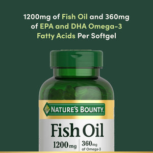 Nature's Bounty Fish Oil Omega 3 Supplements - Supports Heart Health, 1200 Mg Fish Oil, Omega-3, 200 Softgels (Pack of 1)