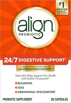 Align Probiotic, 24/7 Digestive Support*§, Probiotics for Women and Men, Probiotics for Digestive Health, Men and Womens Probiotic Capsules Help Relieve Occasional Bloating & Gas*, 28 Capsules