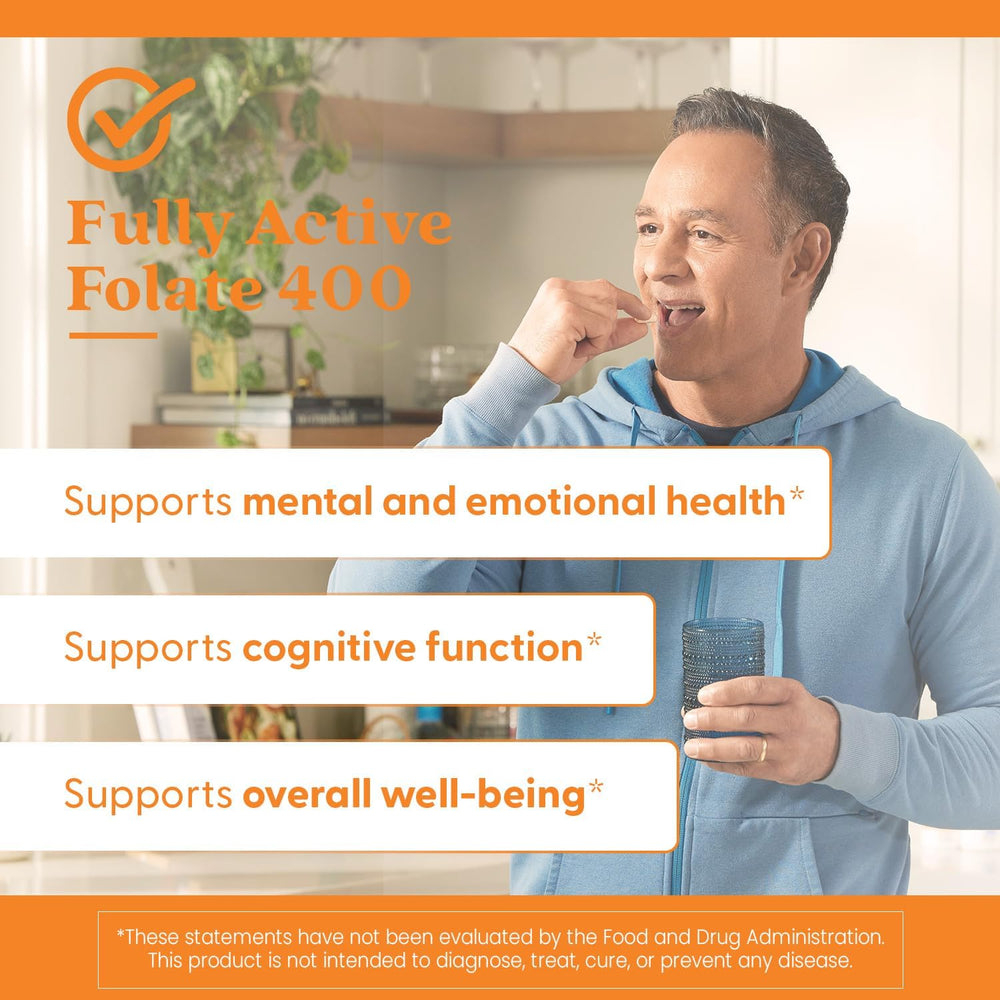 Doctor's Best Fully Active Folate with Quatrefolic400 mcg, Healthy Mood, Memory, Circulation, Well-Being, 90 VC
