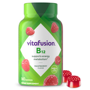 vitafusion Vitamin B12 Gummy Vitamins for Energy Metabolism Support, Raspberry Flavored, America’s Number 1 Gummy Vitamin Brand, 70 Day Supply, 140 Count