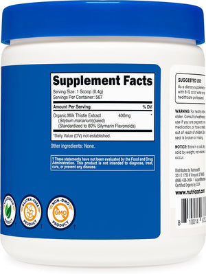 Nutricost Organic Milk Thistle (Silybum Marianum) 8 OZ - 400mg Per Serving, Unflavored - Non-GMO, Gluten Free, USDA Organic