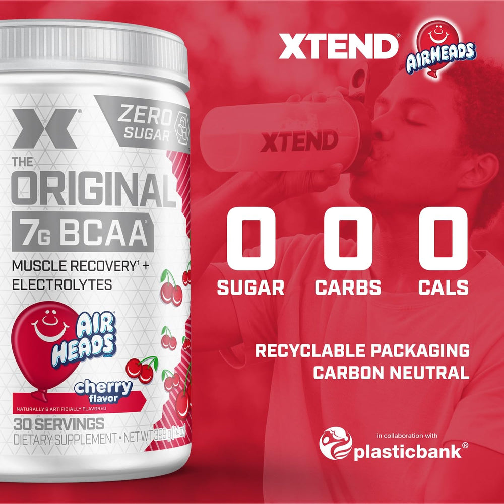Xtend Original BCAA Powder Airheads Candy Flavor, 7g BCAA and 2.5g L-Glutamine, Sugar Free Post Workout Muscle Recovery Drink with Amino Acids for Men & Women, 30 Servings
