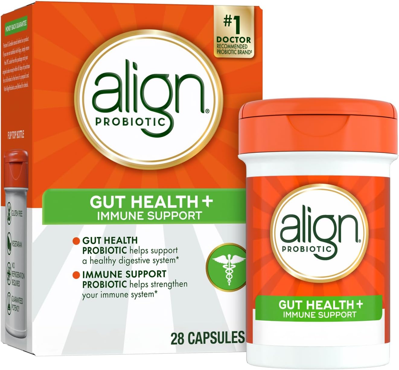 Align Probiotic, Gut Health + Immune Support Probiotic, Probiotics for Women and Men, Probiotics for Digestive Health and Immune Health, #1 Doctor Recommended Brand‡, 28 Capsules